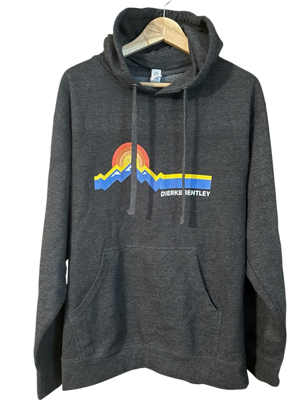 Dierks Bentley Graphic Pullover Hoodie Sweatshirt Pocket Gray Large Unisex NWOT
